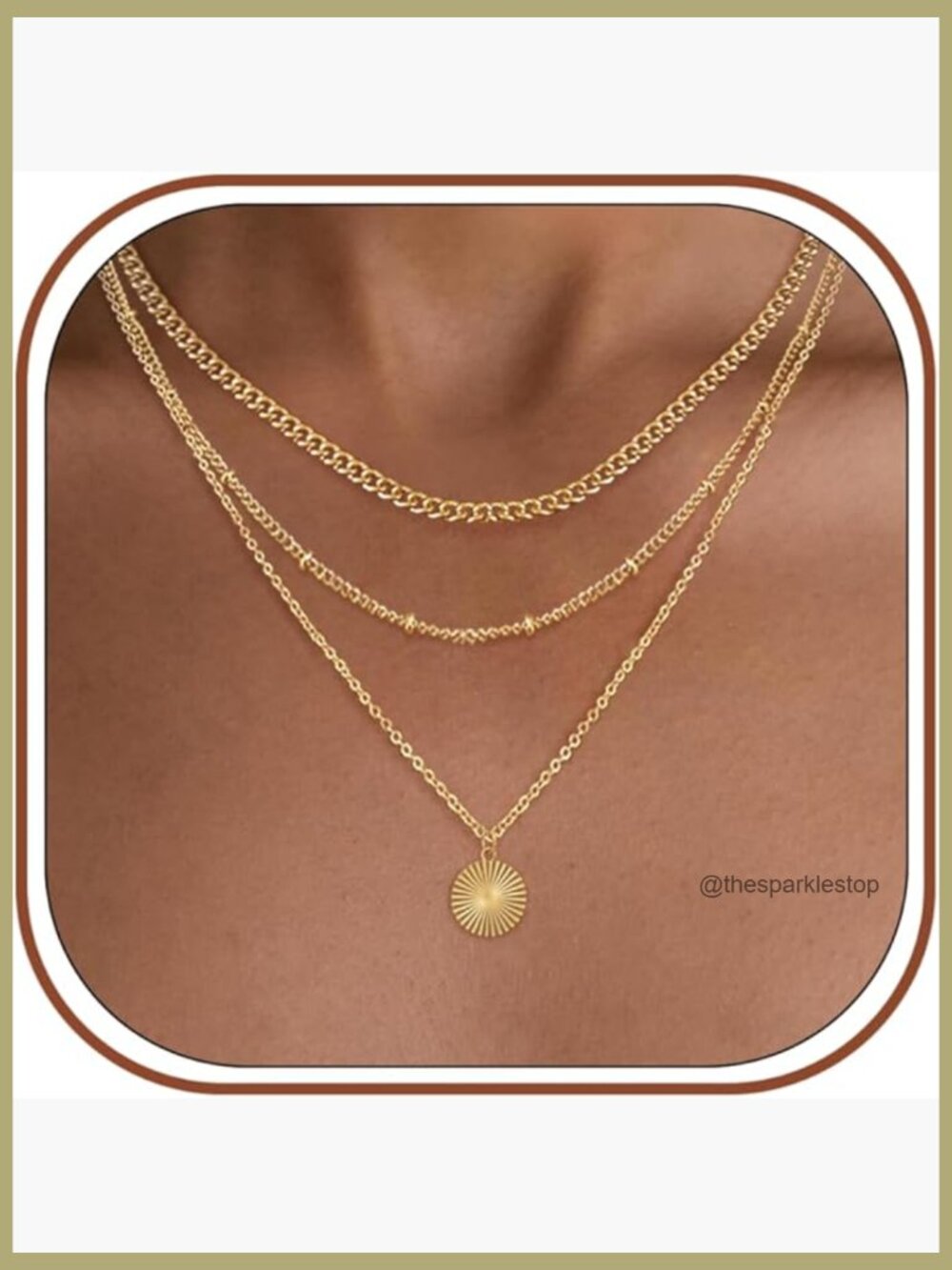 14K Gold Plated Layered Necklace Set, Non Tarnish Waterproof Jewelry